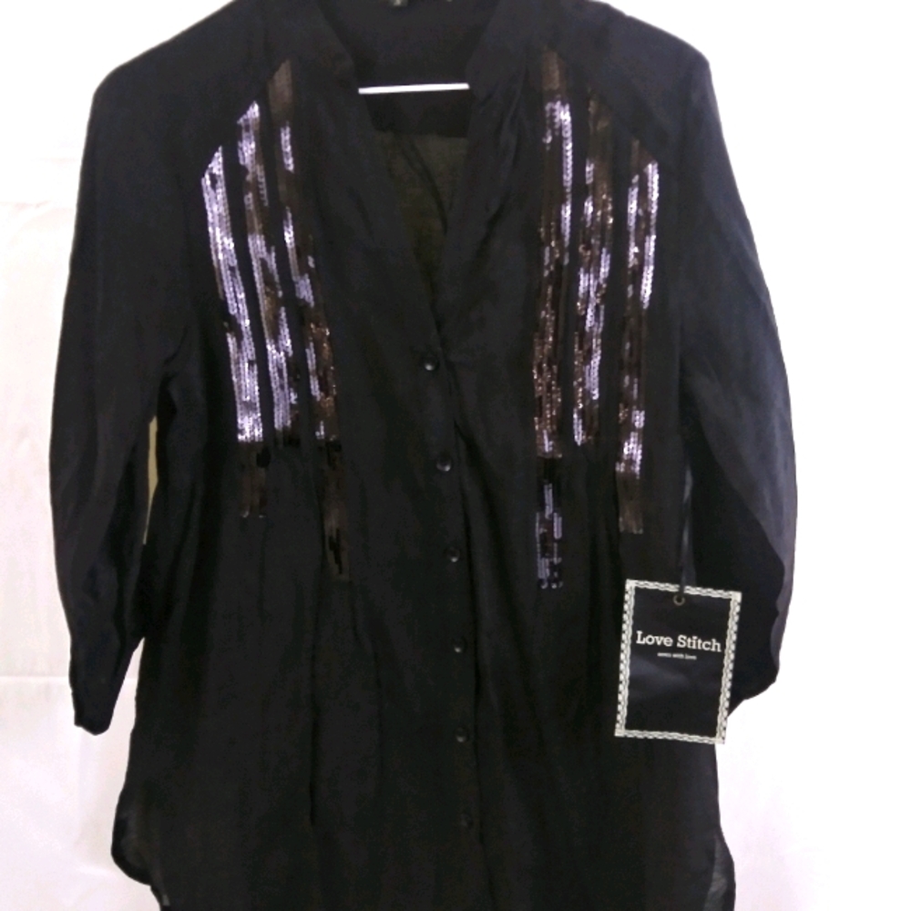 Love Stitch Black Fashion Blouse